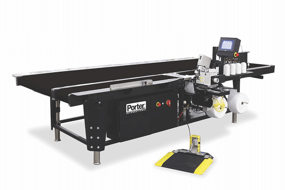 Discover the Leading Innovations in Bedding Sewing Technology. The Gribetz EST-501 semiautomatic ergonomic flanging station is built to flange thick, dense mattress panels.