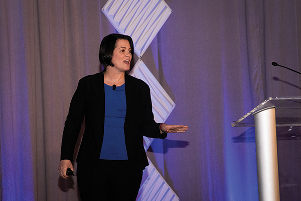 Col. Nicole Malachowski, USAF (Ret.) kicked off the day with cool Thunderbird videos that made audience members feel like they were in the air with her.