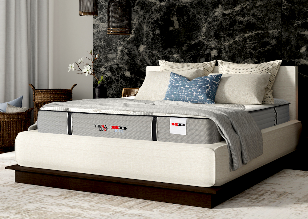 Therapedic International’s TheraLuxe HD Ice models have coil-on-coil construction 
for more substantial support, plus a cooling cover for comfortable sleep through the night.